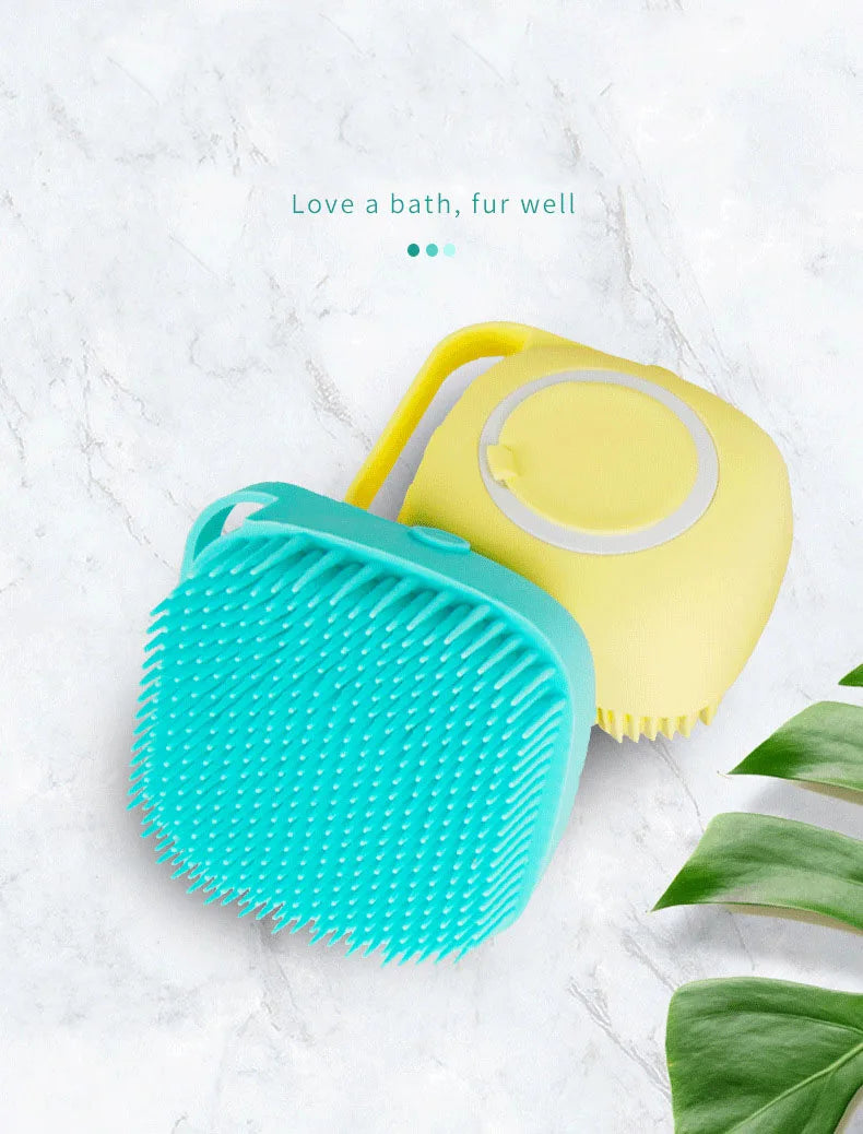 CleanPaws 2-in-1 Silicone Pet Bath Brush with Shampoo Dispenser for Dogs & Cats