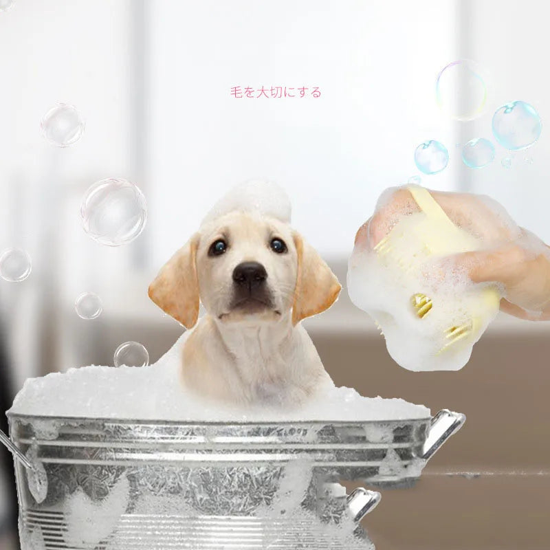 CleanPaws 2-in-1 Silicone Pet Bath Brush with Shampoo Dispenser for Dogs & Cats