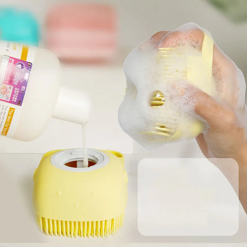 CleanPaws 2-in-1 Silicone Pet Bath Brush with Shampoo Dispenser for Dogs & Cats